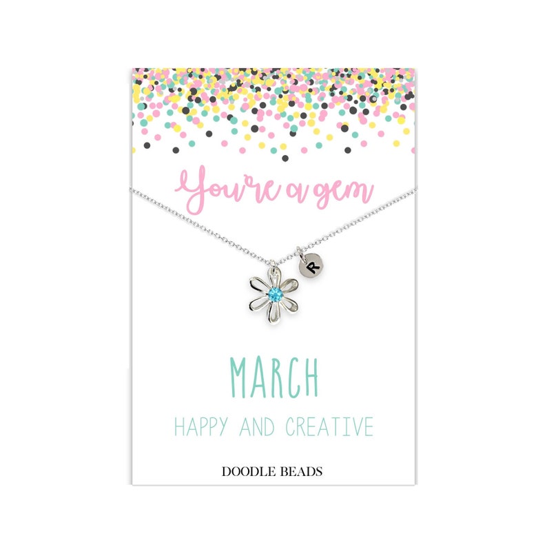 Birthstone Necklace for little girls, March Birthstone Jewelry, Aquamarine Birthstone, Gift for Daughter Birthday keepsake Gift for niece March- Aquamarine
