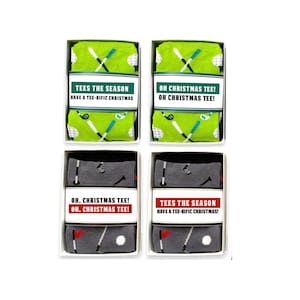 Regalos de golf navideños para hombres, calcetines de golf en caja de regalo y envoltorio de calcetines con divertidos juegos de palabras sobre golf navideños, la mejor idea de regalo de Navidad para un amigo golfista, papá