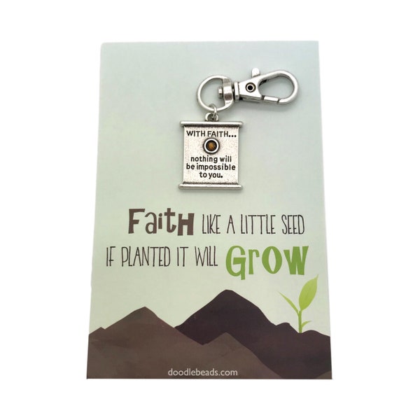 Faith is like a little seed if planted it will grow, Mustard Seed Keychain, Mustard Seed Faith Gifts for Kids. Christian Boy Gifts, girls