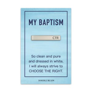 Cadeau de baptême garçon LDS, pince à cravate CTR avec carte, cadeau de baptême pour garçons, programme de baptême, cadeau garçon avant-première de baptême, Église de Jésus-Christ
