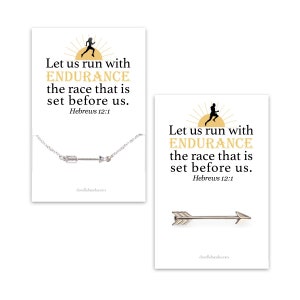Cadeau motivant pour coureur, entraîneur de course à pied, collier flèche en argent ou or ou pince à cravate flèche, carte de vœux inspirante, courir avec endurance