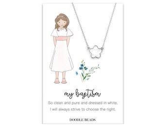 LDS Baptism Gift for Girls, Baptism Jewelry Necklace, Flower