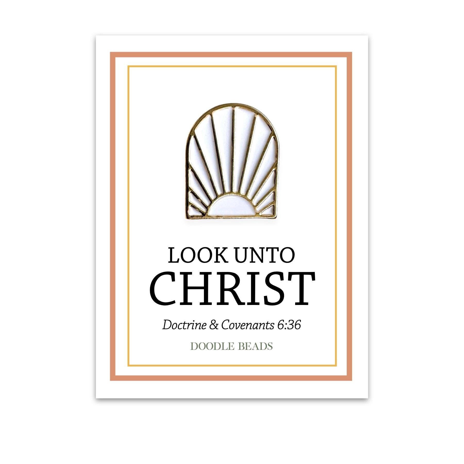 2025 LDS Youth Theme Look Unto Christ Enamel Sun Pin | Sunburst Lapel Pin for Backpacks, Bags | D&C 6:36 Gift for Young Women, Missionaries