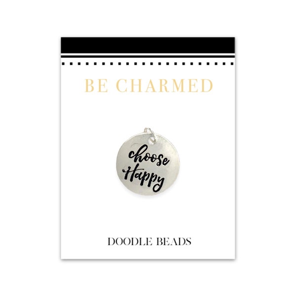 Gold or Silver Choose Happy Charm, Positive Word Charms for Bracelet or Necklace, Stamped Message Charm, Charm with quotes, DIY Jewelry