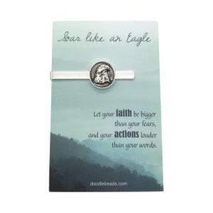 Fermacravatta con aquila e biglietto, "Sour Like an Eagle", regalo religioso per ragazzi o uomini, regalo di fede, regalo per scout, regalo missionario, regalo di laurea