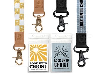 2025 LDS Youth Theme Lanyard | Look Unto Christ Wrist & Neck Lanyards with Temple Recommend Holder or Keyring | For YW, YM and Missionaries