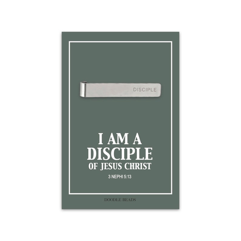 I am a Disciple of Jesus Christ, LDS Gift for Young Men, 2024 Youth Theme Logo Disciple Tie Bar, Aaronic Priesthood YM, Missionary Tie Clip image 1