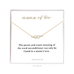 Mama van twee, moeder van 2, moeder van een tweeling, moeder van 2 kinderen, twee met parelketting, moedersieraden, liefdescadeaus voor moeder, Moederdag, verjaardag