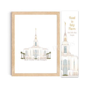 Red Cliffs Utah Temple Digital Art Download | LDS Temple Watercolor Print, Modern Wall Art Decor | Bookmark & Printable | Temple Trip Gift