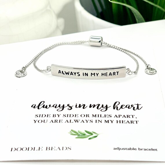 Always in My Heart」ブレスレット（カード付き）、遠距離の友情を育む