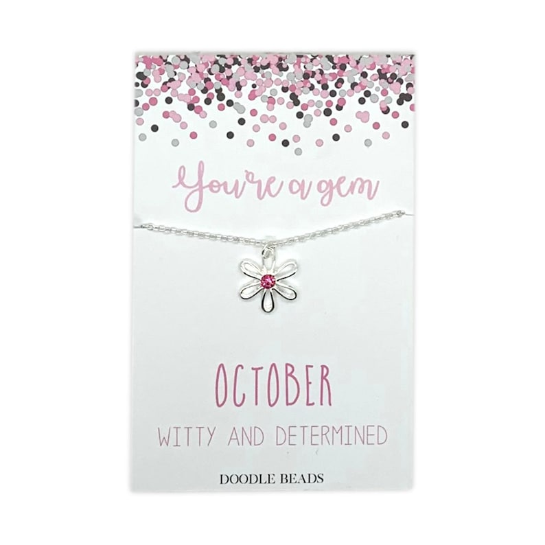 Little Girls Birthstone Necklace October Birthstone Jewelry Etsy