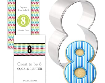 Number 8 Cookie Cutter, Great to Be 8 Baptism Gift, For Baking, Baptismal Preview, Primary Activity Days, Birthday Treats, Stainless Steel