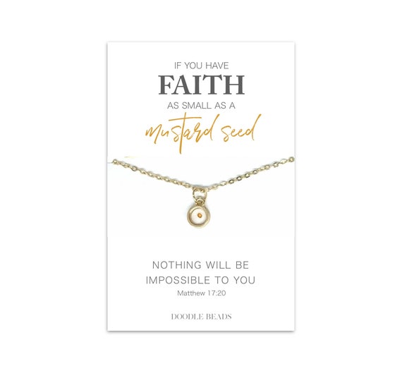 Gold Mustard Seed Necklace - Faith Necklace - Christian Women Gifts - Matthew 17 20 - Christian Jewelry - 24K Gold - Faith Based Gifts