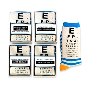 Eye Doctor Gifts, World&#39;s Greatest Ophthalmologist, Optometrist Thank you, Optical Assistant, Eye Chart Socks, Optometry gifts for Women men