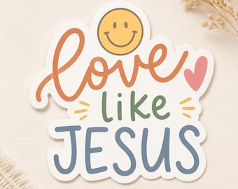 Love Like Jesus Water Bottle Sticker for Kids, Christian Gift, Waterproof Vinyl Decal