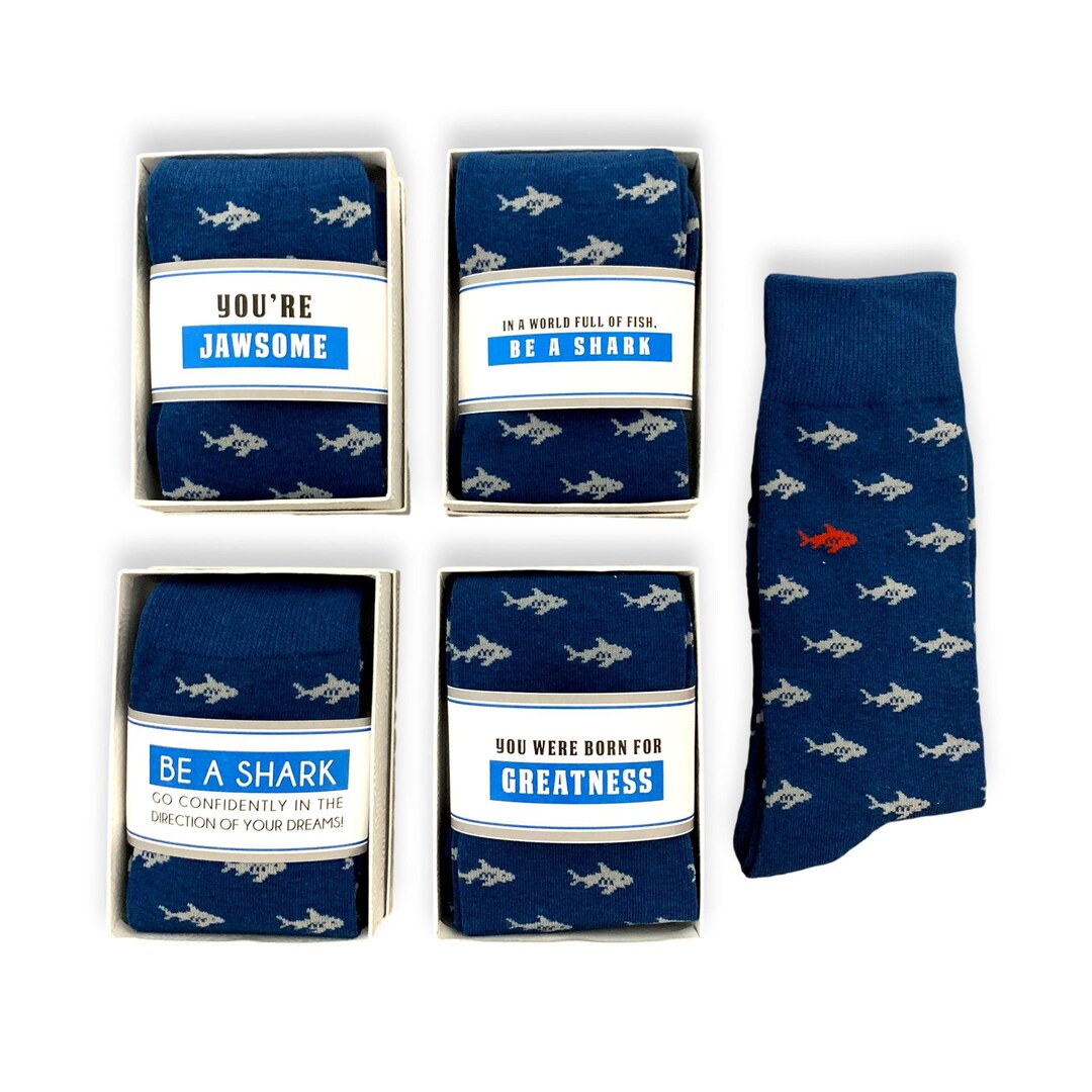 Shark Gifts for Men, Be A Shark, Novelty Shark Socks & Sock Wrap ...
