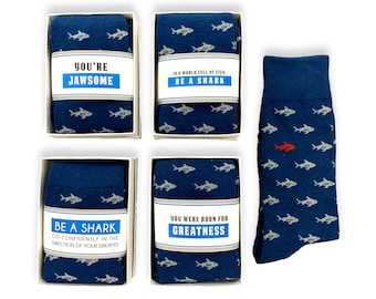 Graduation gift for him, Going away to college, new job, Shark socks, born for greatness, be a shark, Go confidently in direction of dreams