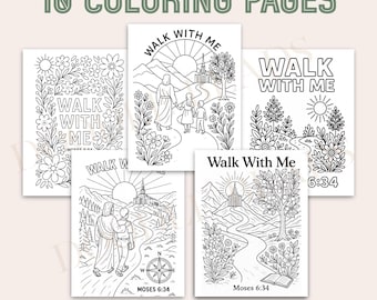 Paquete de páginas para colorear e imprimir "Camina conmigo", tema de la Juventud SUD 2026, actividades para niños de las Mujeres Jóvenes o la Primaria, campamento para niñas, descarga digital