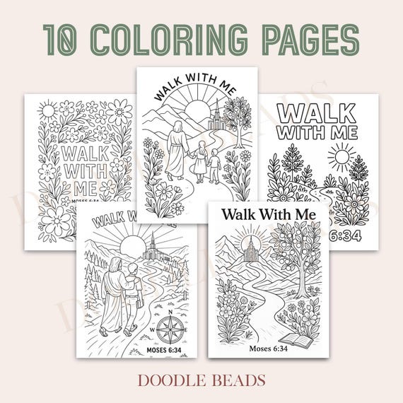 Walk With Me Coloring Pages Printable Bundle, 2026 LDS Youth Theme, YW or Primary Kids Activity Days DIY Craft, Girls Camp, Digital Download