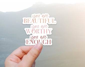 Vous êtes belle, vous valez la peine, vous êtes assez, sticker miroir affirmations de soi, citations positives sur les autocollants pour femme, cadeau pour adolescente