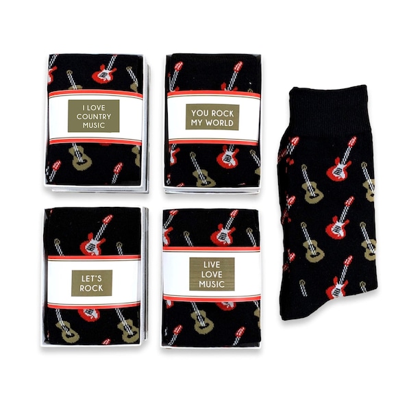 Guitar Gifts for men, Country Music Lover gift ideas, Casual Fun Novelty Guitar socks, Unisex, gift for husband, boyfriend, son birthday