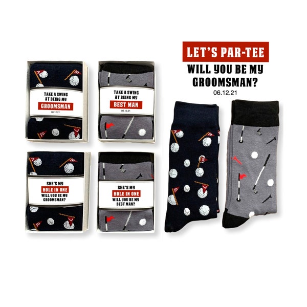 Groomsmen Golf Proposal Gifts, Let's Par-Tee, Will You Be my Best Man, Golf Course  Wedding, Novelty Golfing Socks for Groom, Wedding Party