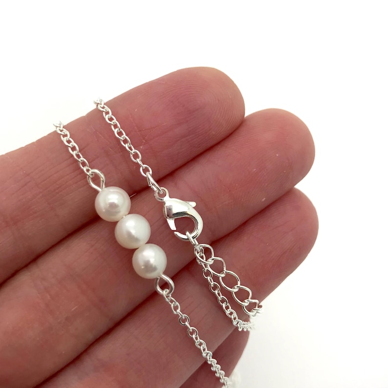 daughter gift jewelry Always remember you are braver card quote with gold or silver Triple Pearl Necklace beaded pearl bar necklace