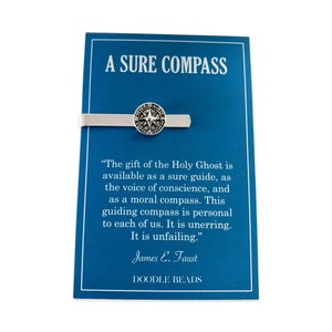 Compass Tie Bar with card, LDS Youth Seminary Graduation Gift, Convert Baptism Gift, LDS Gifts for men boys, A sure compass, Young Men Gifts