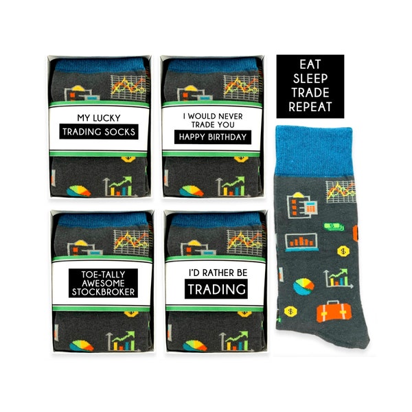 Stock Market Socks, Gift for stockbroker, Investor Finance DayTrader Socks for Dad, Husband Birthday Gift, Money Man Lucky Day Trading Socks