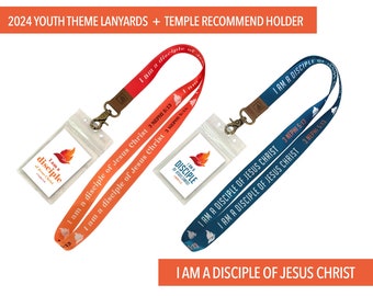 Ich bin ein Anhänger von Jesus Christus, LDS 2024 Jugend Thema Lanyard + Tempel Recommend Inhaber, JugendKonferenz FSY Trek Namensschild, Tempel-Vorbereitung