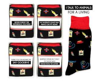 Vet Tech Animal Doctor Funny Socks, Vet Clinic, Veterinary Office Staff Thank You Gifts, Animal Shelter, I Talk to Animals for a Living