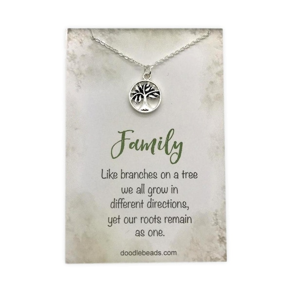 Family Tree Necklace, family reunion gift ideas, tree of life necklace, gift for mom, Aunt sister cousin niece jewelry, family history lover