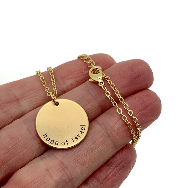 Sister missionary Stamped Jewelry Necklace, Silver or Gold - Hope of Israel, LDS Missionary Jewelry & Greeting Card gift Set, FREE Drop ship