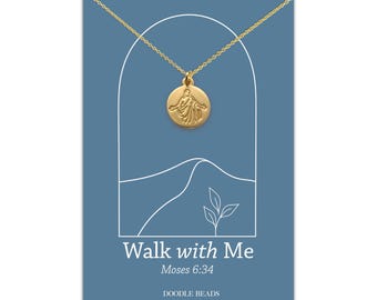 2026 HLT Jugendmotiv | Gehen Sie mit mir Halskette | Christus Anhänger Moses 6:34 | YW Schrift Schmuck | Geschenke für Junge Damen und Missionare