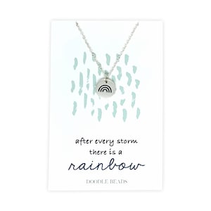 Après chaque tempête, il y a un arc-en-ciel, collier bohème arc-en-ciel et carte de citation, bébé arc-en-ciel, encouragement, deuil, infertilité, cadeau de maternité