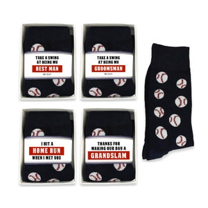 Regalos para bodas con temática de béisbol, para padrinos de boda, regalos para padrinos de boda, calcetines de béisbol divertidos para hombres, calcetines para padrinos de boda, padre de la novia, novio