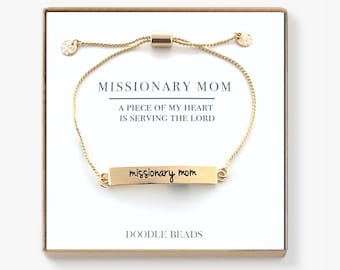 Gifts for Missionary Mom, Jewelry, Silver or Gold Stamped  Bar Bracelet, LDS gifts for Missionary Mom's, Mother's day, Christmas gifts mom