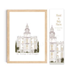 St. George Utah Temple Digital Art Download | LDS Temple Watercolor Print, Modern Wall Art Decor | Bookmark & Printable | Temple Trip Gift