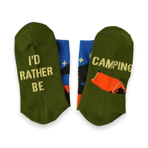 Camping Theme Gifts for Men, Women, I&#39;d Rather Be Camping, Colorful Novelty Camping Socks, Outdoor Lover, Camping Dad Father&#39;s Day, Birthday
