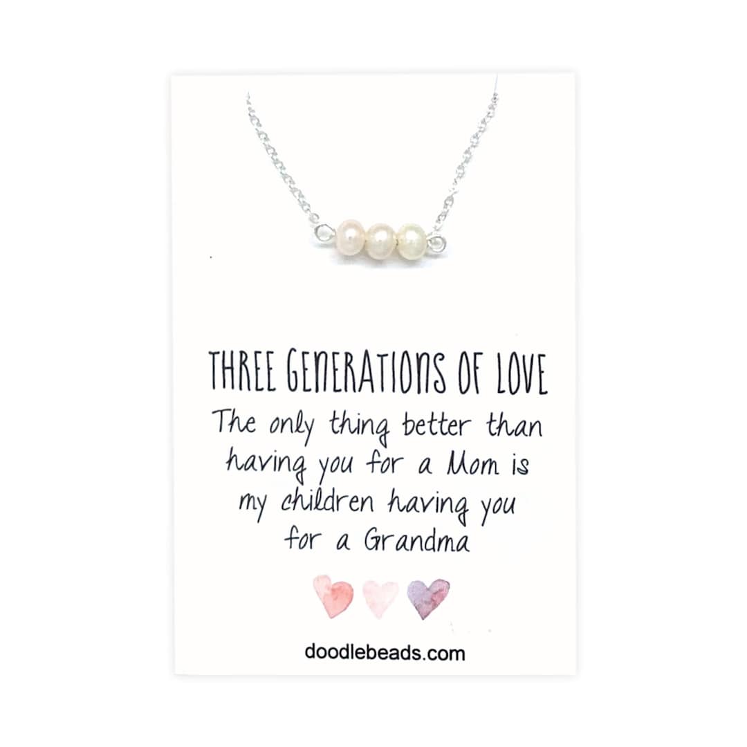 Buy Generations Necklace, Gift for Grandma, Three Generations, Grandma  Necklace, Grandma Nana Gift, Pearl Necklace Card, Meaningful Jewelry  Online