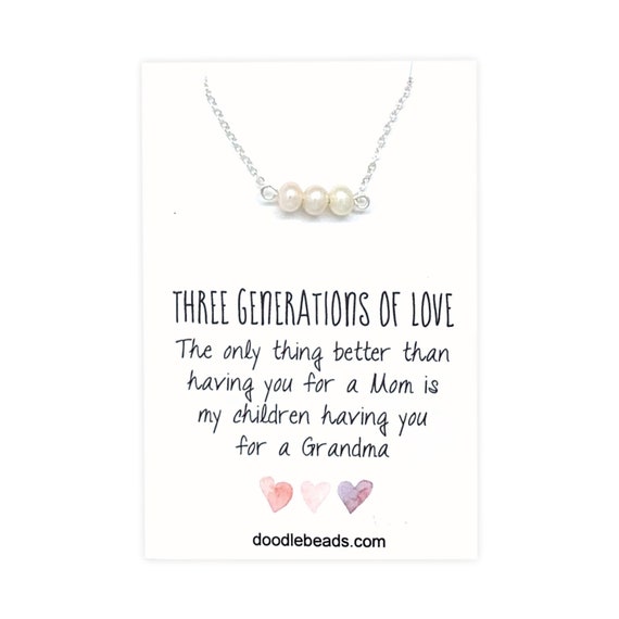 3 Generations Necklace Gift for Grandma Three Generations