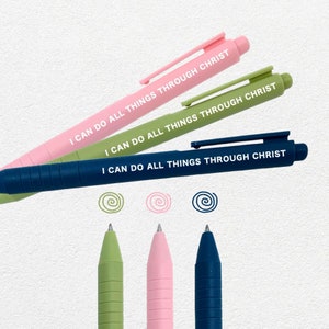 Todo lo puedo en Cristo, regalos con temática juvenil 2023, bolígrafos de tinta de gel de colores para diario con versículos bíblicos para jóvenes SUD, bolígrafo para hacer garabatos