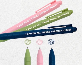 I Can Do All Things Through Christ, Christian Pens, Religious Gifts for Women, Colorful Gel Ink Journaling Pens with Scripture Bible Verse