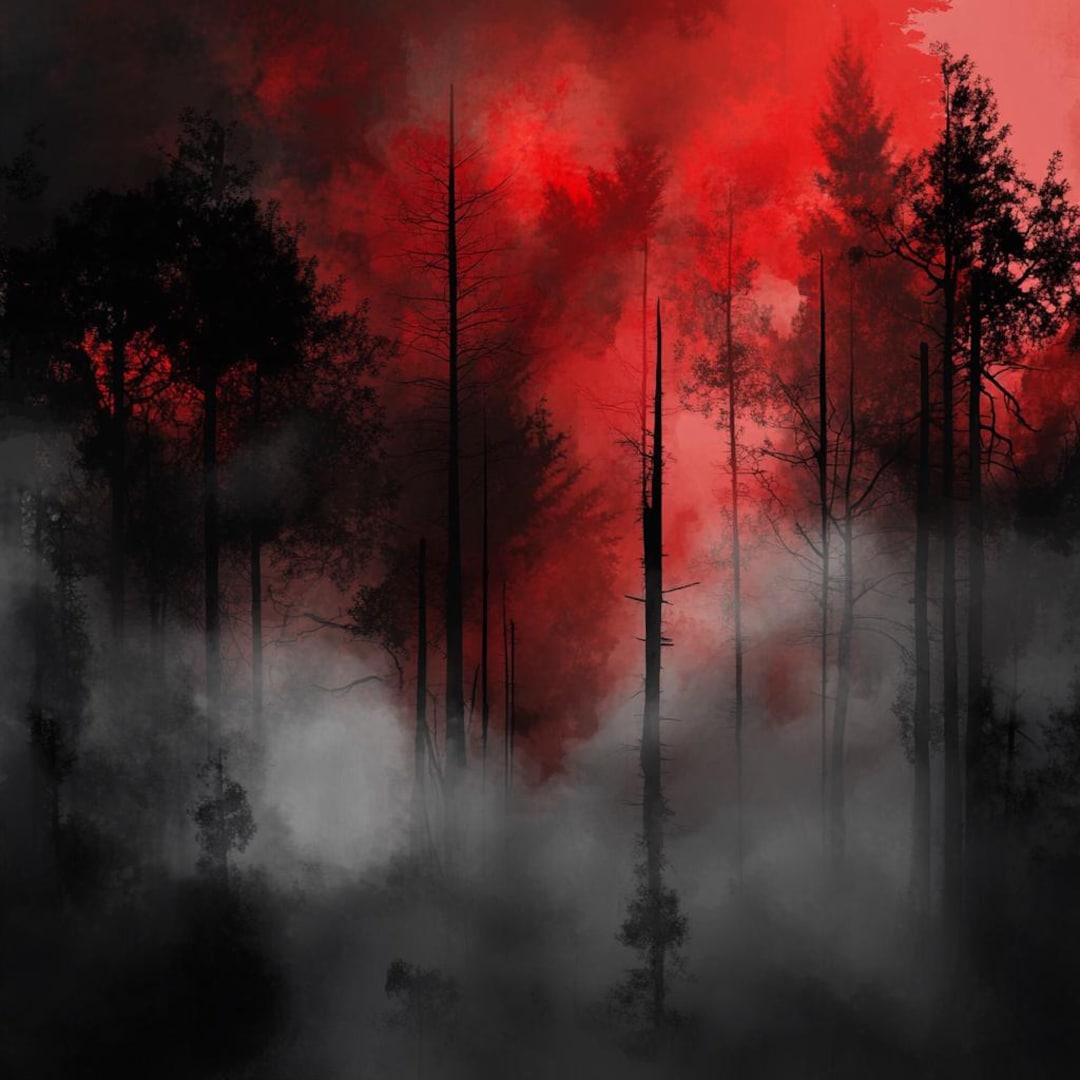24-dark-forest-digital-art-print-spooky-red-and-black-forest-eerie