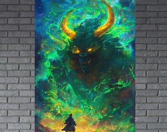 Poster/Arte murale per artisti marziali/stile anime con guerriero fantasy mistico