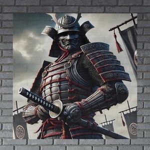 Samurai guerriero che va a combattere Tela / Stampa su tela di samurai guerriero / Fan art di arti marziali giapponesi