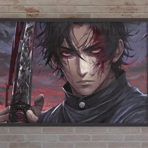 Gothic anime samurai Framed poster | samurai wall art | anime style samurai poster