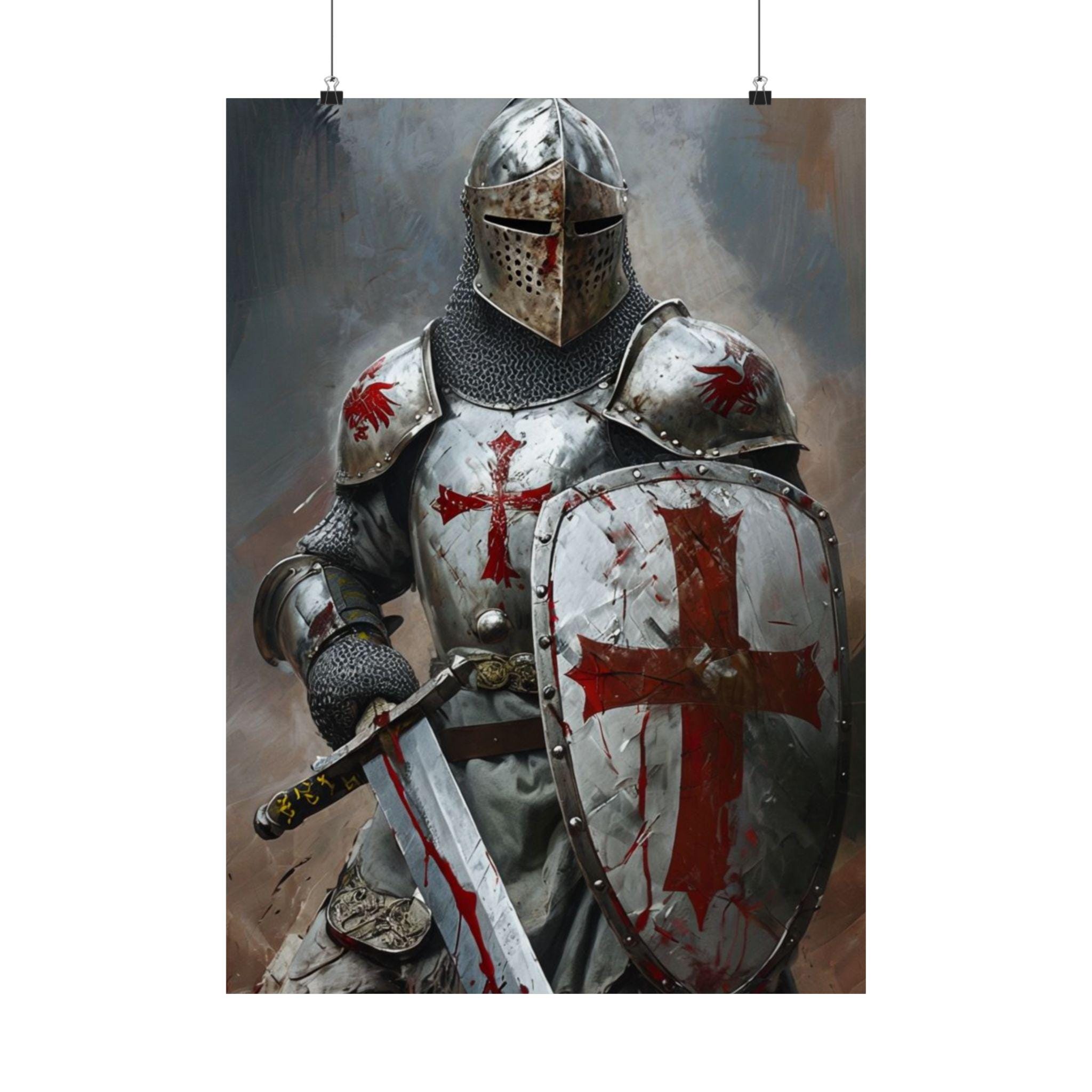 Knight Templar Art Print | Medieval Wall Decor - Etsy