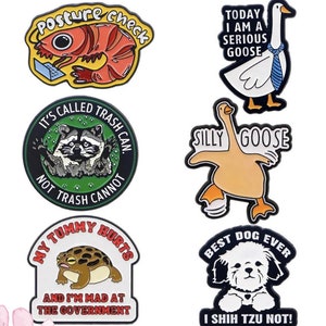 Funny Goose Enamel Pin - Cartoon Raccoon & Dog Lapel Badge for Backpacks, Clothing Accessories, Gift For Him, Gift For Her, Valentine's Day