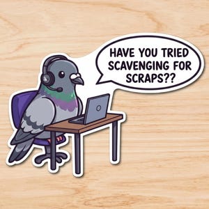 Funny Screaming Parrot Sticker: Tech Support Meme Vinyl Decal Pigeon